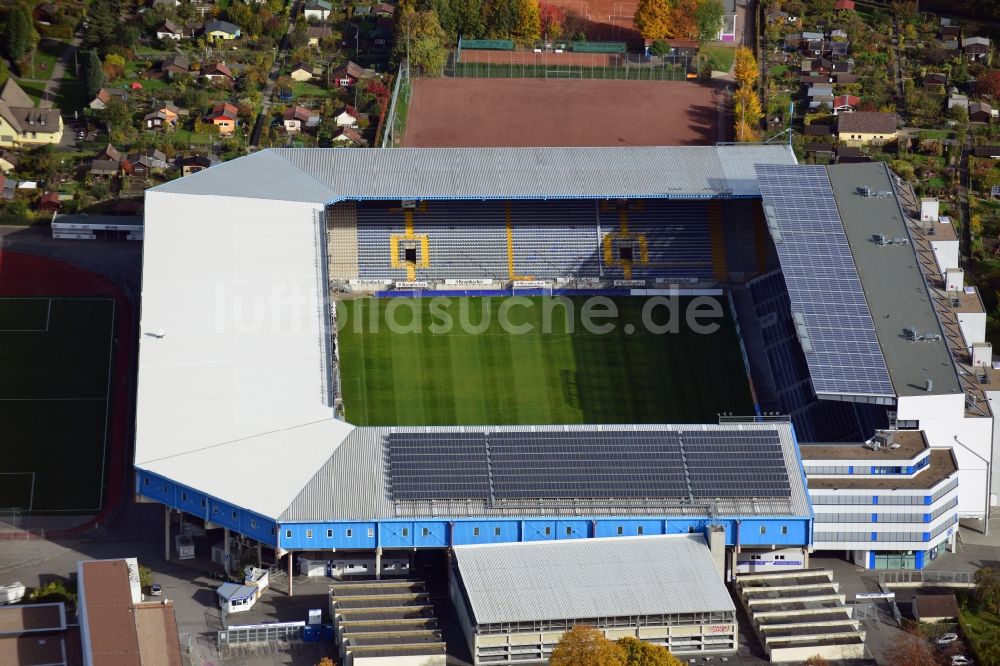 Bielefeld aus der Vogelperspektive: Sportstätten-Gelände der SchücoArena in Bielefeld im Bundesland Nordrhein-Westfalen, Deutschland