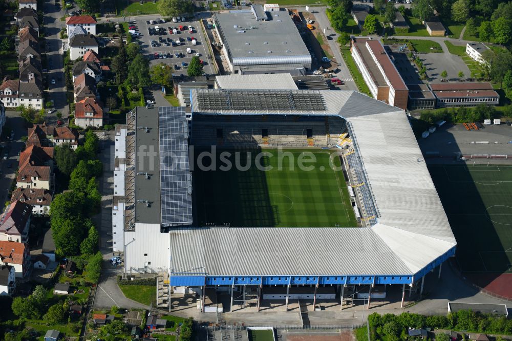 Luftaufnahme Bielefeld - Sportstätten-Gelände der SchücoArena in Bielefeld im Bundesland Nordrhein-Westfalen, Deutschland