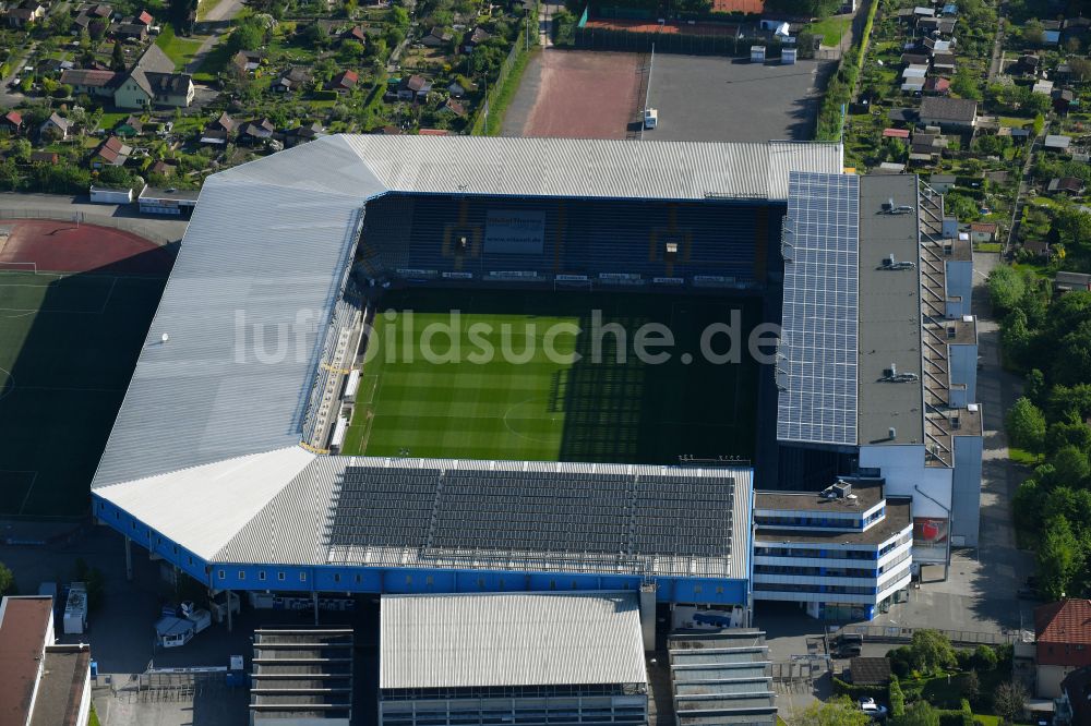 Luftaufnahme Bielefeld - Sportstätten-Gelände der SchücoArena in Bielefeld im Bundesland Nordrhein-Westfalen, Deutschland