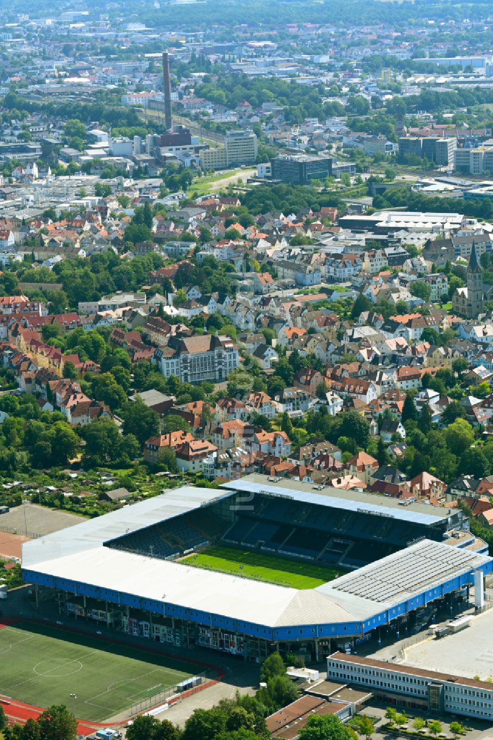 Luftbild Bielefeld - Sportstätten-Gelände der SchücoArena in Bielefeld im Bundesland Nordrhein-Westfalen, Deutschland