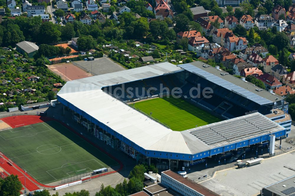 Luftaufnahme Bielefeld - Sportstätten-Gelände der SchücoArena in Bielefeld im Bundesland Nordrhein-Westfalen, Deutschland