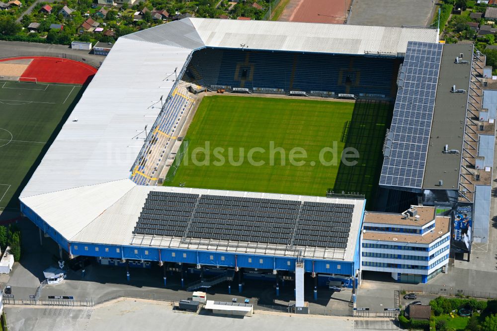 Bielefeld aus der Vogelperspektive: Sportstätten-Gelände der SchücoArena in Bielefeld im Bundesland Nordrhein-Westfalen, Deutschland