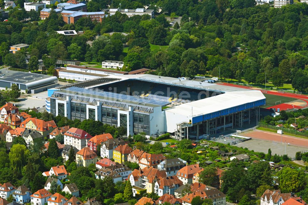 Bielefeld aus der Vogelperspektive: Sportstätten-Gelände der SchücoArena in Bielefeld im Bundesland Nordrhein-Westfalen, Deutschland