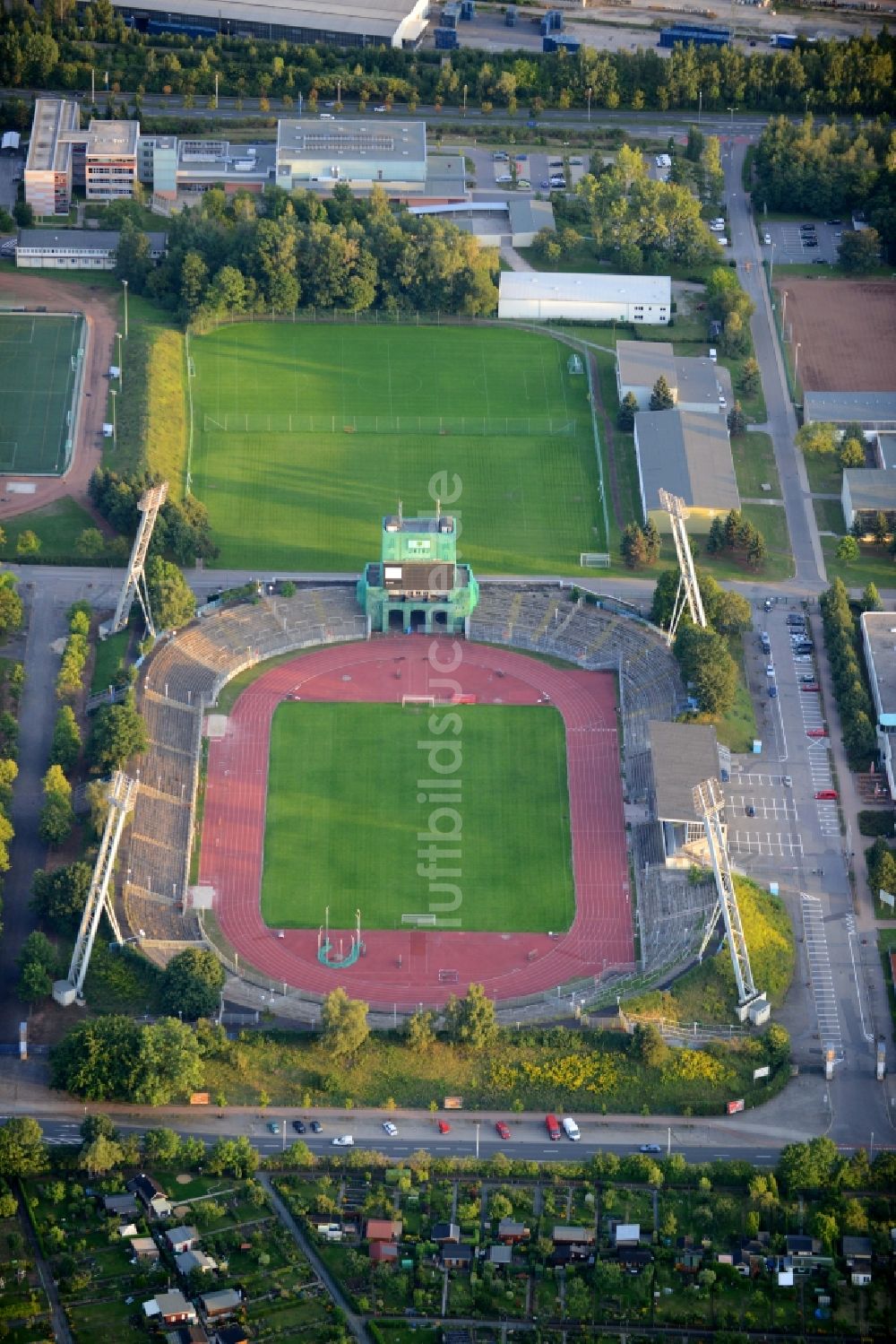 Chemnitz aus der Vogelperspektive: Sportstätten-Gelände des Stadion in Chemnitz im Bundesland Sachsen