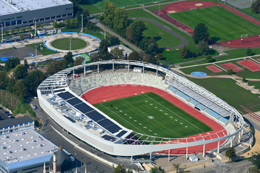 Dresden von oben - Sportstätten-Gelände des Stadion Heinz-Steyer-Stadion in Dresden im Bundesland Sachsen, Deutschland