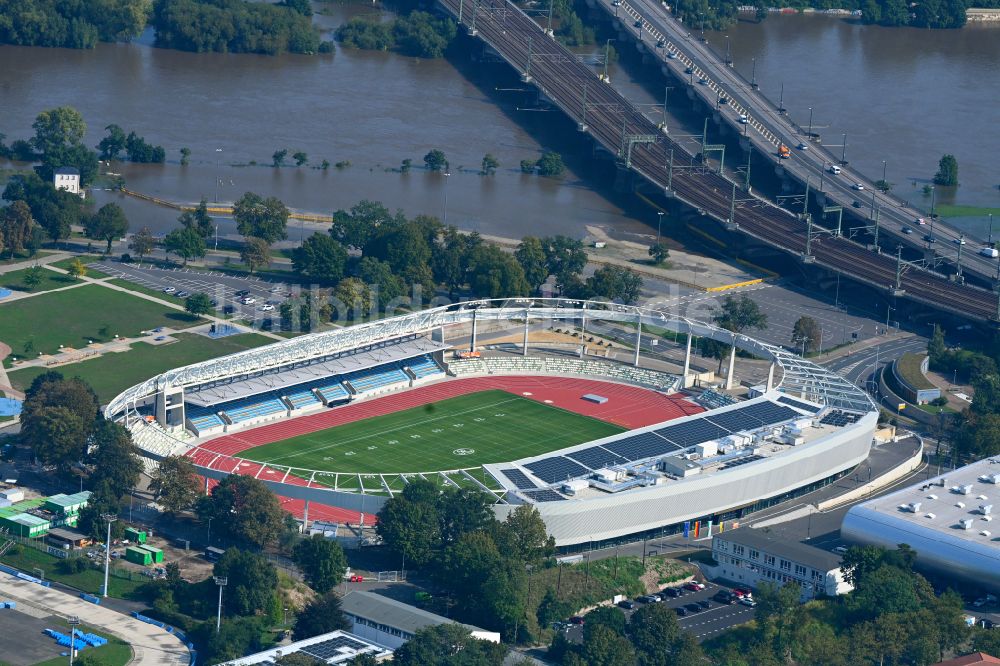 Luftaufnahme Dresden - Sportstätten-Gelände des Stadion Heinz-Steyer-Stadion in Dresden im Bundesland Sachsen, Deutschland