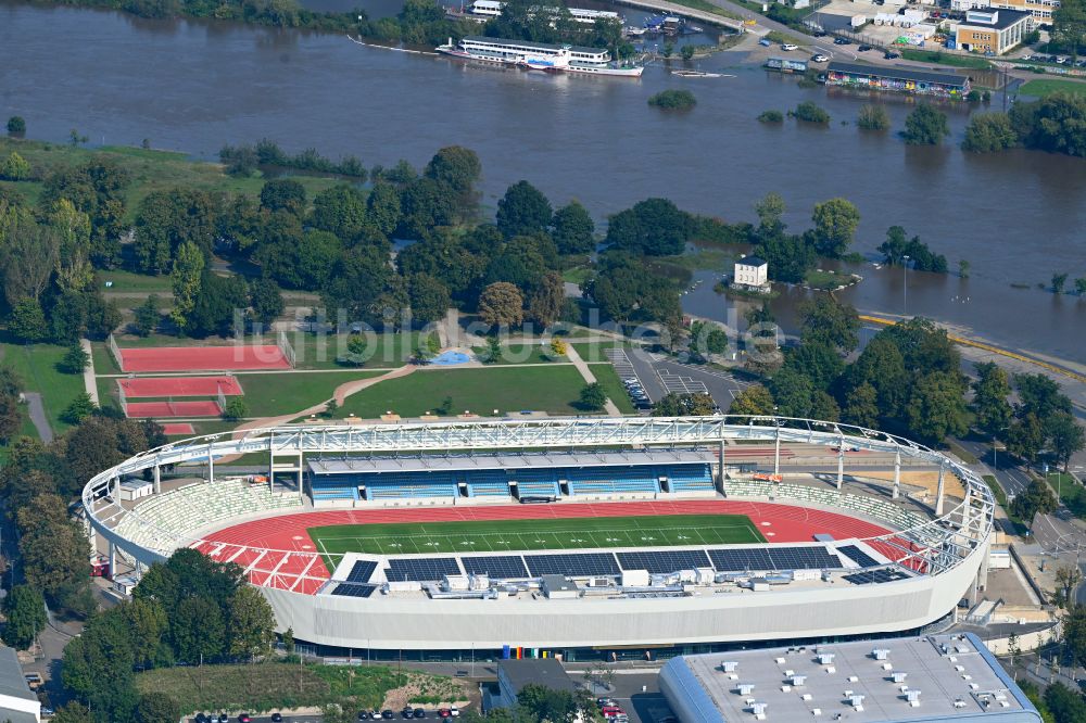 Luftbild Dresden - Sportstätten-Gelände des Stadion Heinz-Steyer-Stadion in Dresden im Bundesland Sachsen, Deutschland