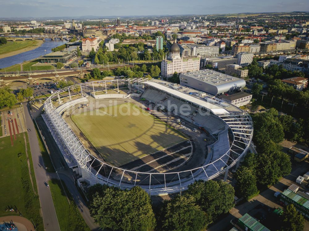 Luftbild Dresden - Sportstätten-Gelände des Stadion Heinz-Steyer-Stadion in Dresden im Bundesland Sachsen, Deutschland