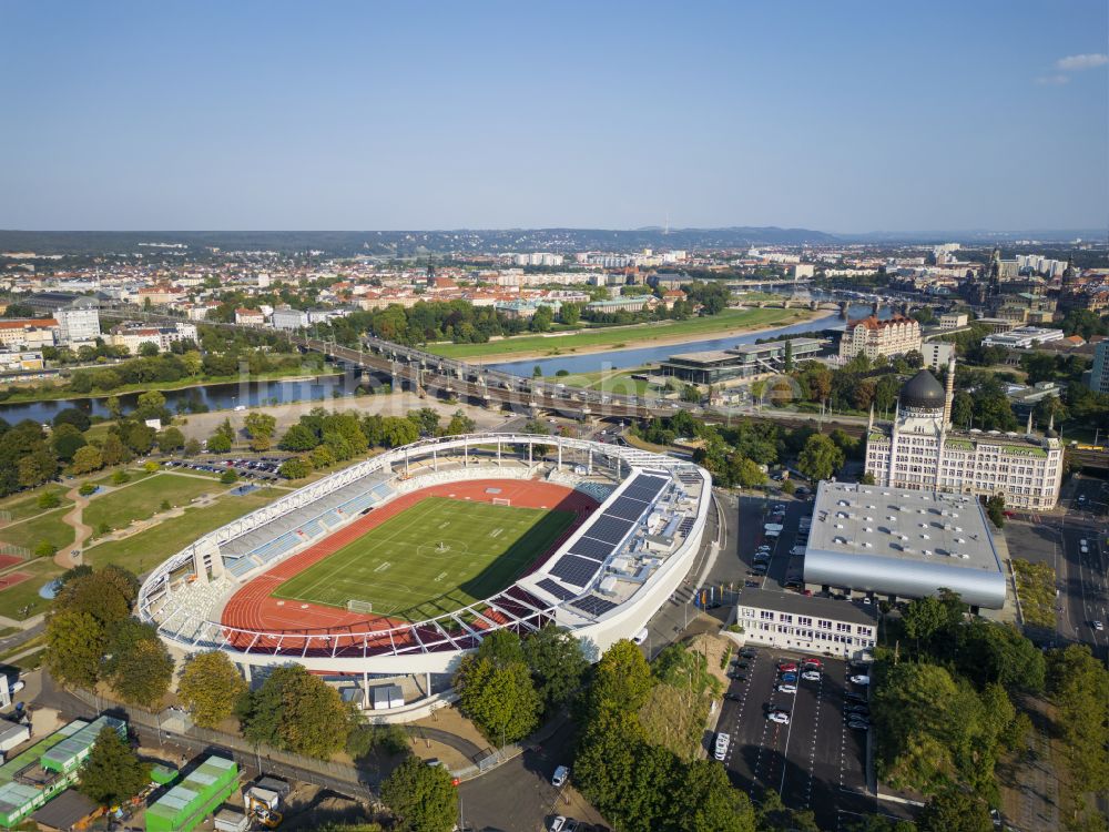 Luftaufnahme Dresden - Sportstätten-Gelände des Stadion Heinz-Steyer-Stadion in Dresden im Bundesland Sachsen, Deutschland