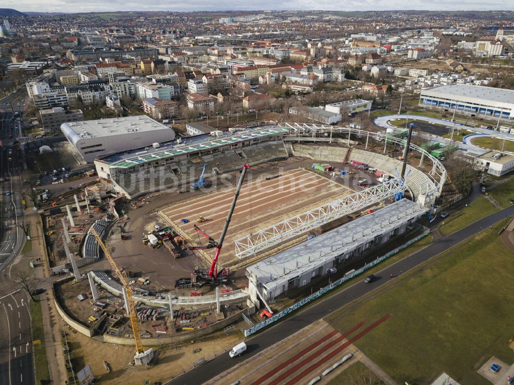 Luftbild Dresden - Sportstätten-Gelände des Stadion Heinz-Steyer-Stadion in Dresden im Bundesland Sachsen, Deutschland