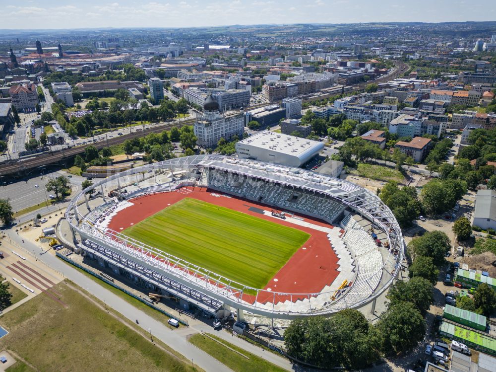 Luftaufnahme Dresden - Sportstätten-Gelände des Stadion Heinz-Steyer-Stadion in Dresden im Bundesland Sachsen, Deutschland