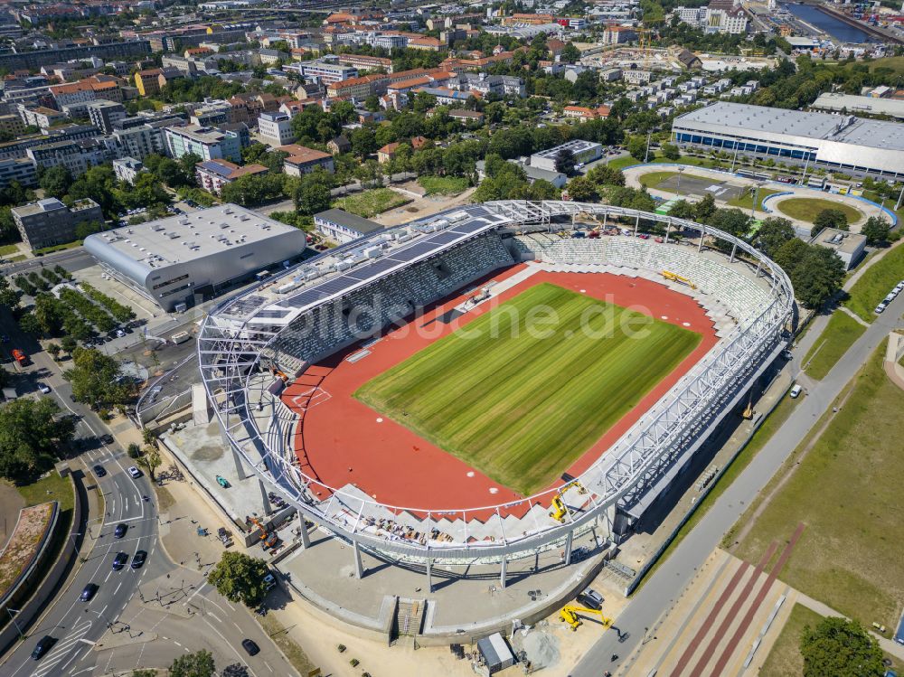 Dresden aus der Vogelperspektive: Sportstätten-Gelände des Stadion Heinz-Steyer-Stadion in Dresden im Bundesland Sachsen, Deutschland