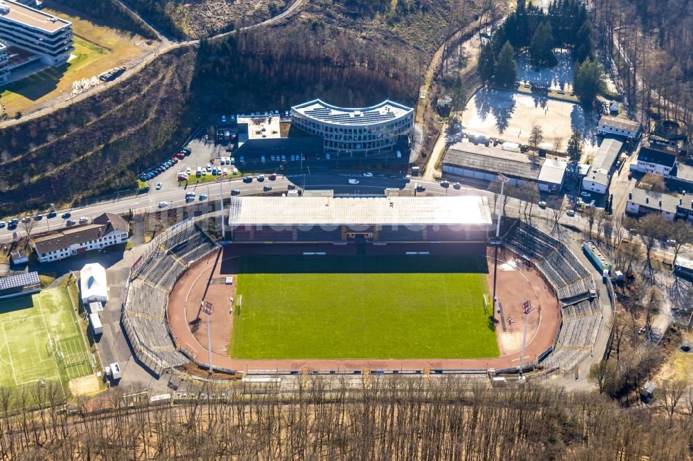 Luftbild Siegen - Sportstätten-Gelände des Stadion Leimbachstadion in Siegen im Bundesland Nordrhein-Westfalen, Deutschland