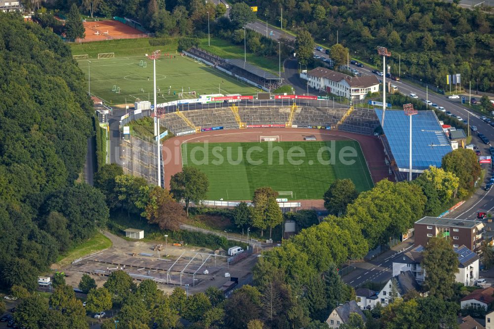 Luftaufnahme Siegen - Sportstätten-Gelände des Stadion Leimbachstadion in Siegen im Bundesland Nordrhein-Westfalen, Deutschland