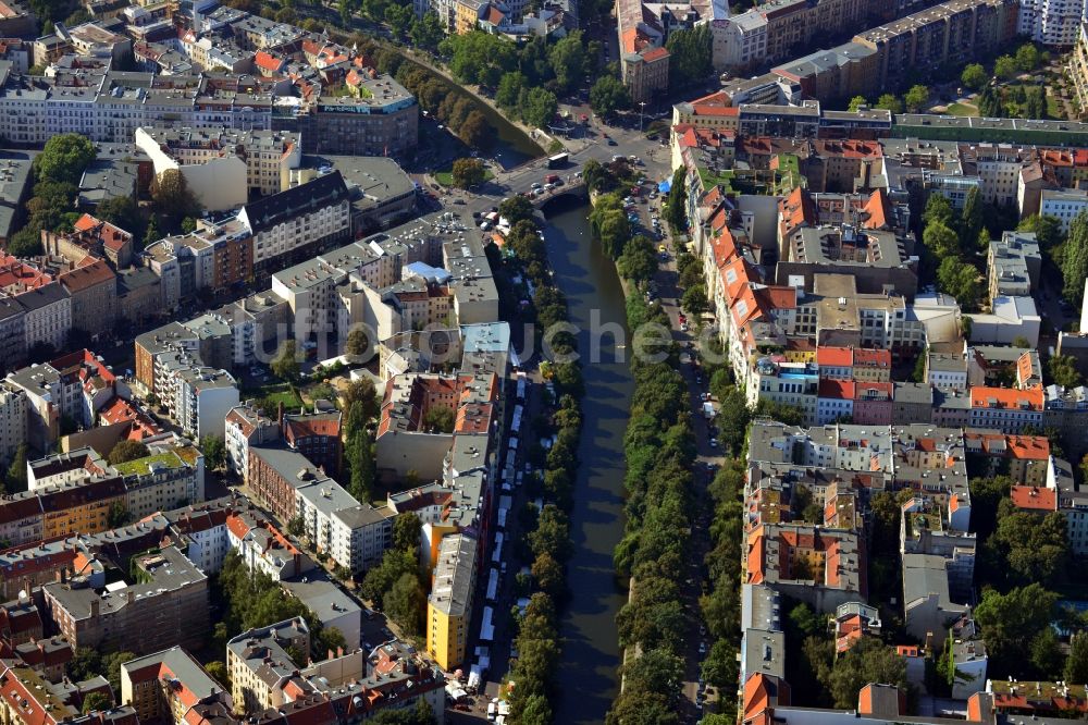 Berlin OT Neukölln von oben - Spree im Ortsteil Neukölln in Berlin