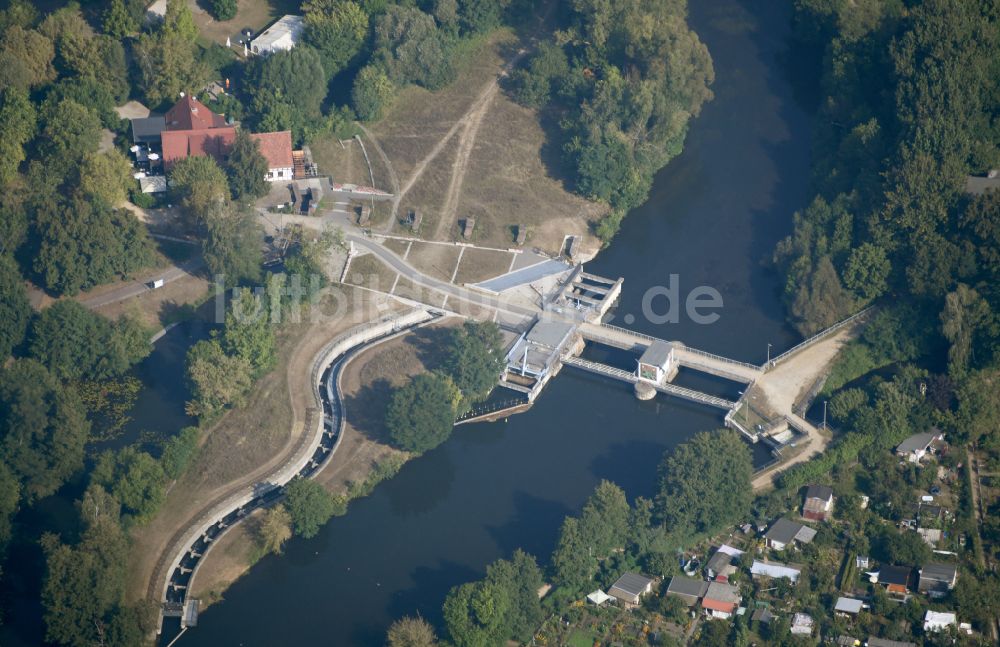 Cottbus von oben - Spreewehr in Cottbus im Bundesland Brandenburg, Deutschland