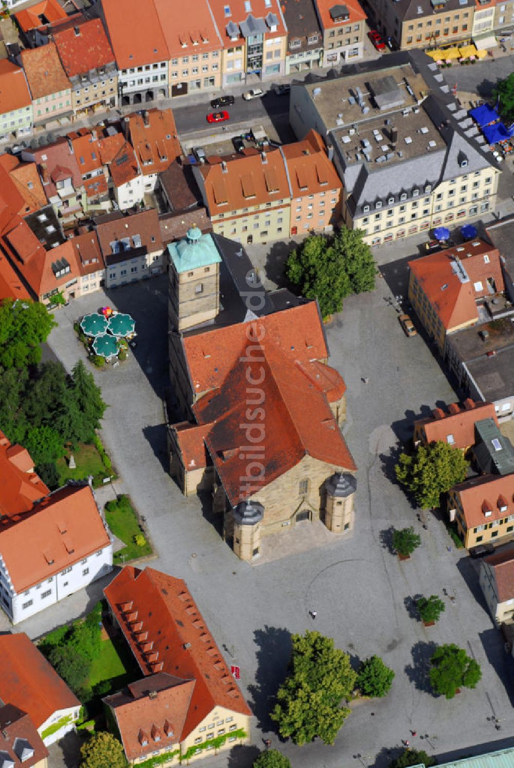 SCHWEINFURT aus der Vogelperspektive: St. Johannis Kirche in Schweinfurt