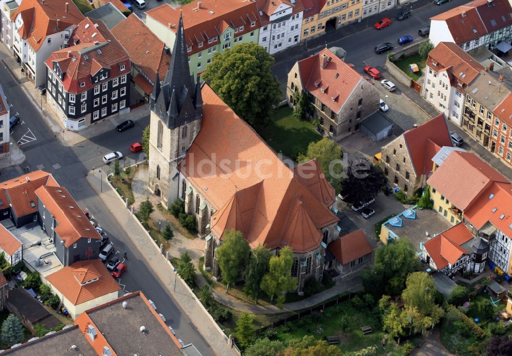 Mühlhausen aus der Vogelperspektive: St. Josefkirche an der Waidstraße in Mühlhausen in Thüringen