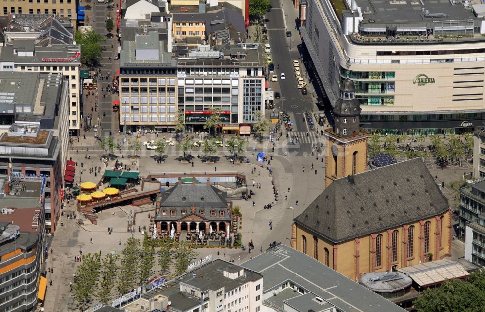 Frankfurt am Main von oben - St.-Katharinen-Kirche an der Hauptwache in Frankfurt am Main im Bundesland Hessen