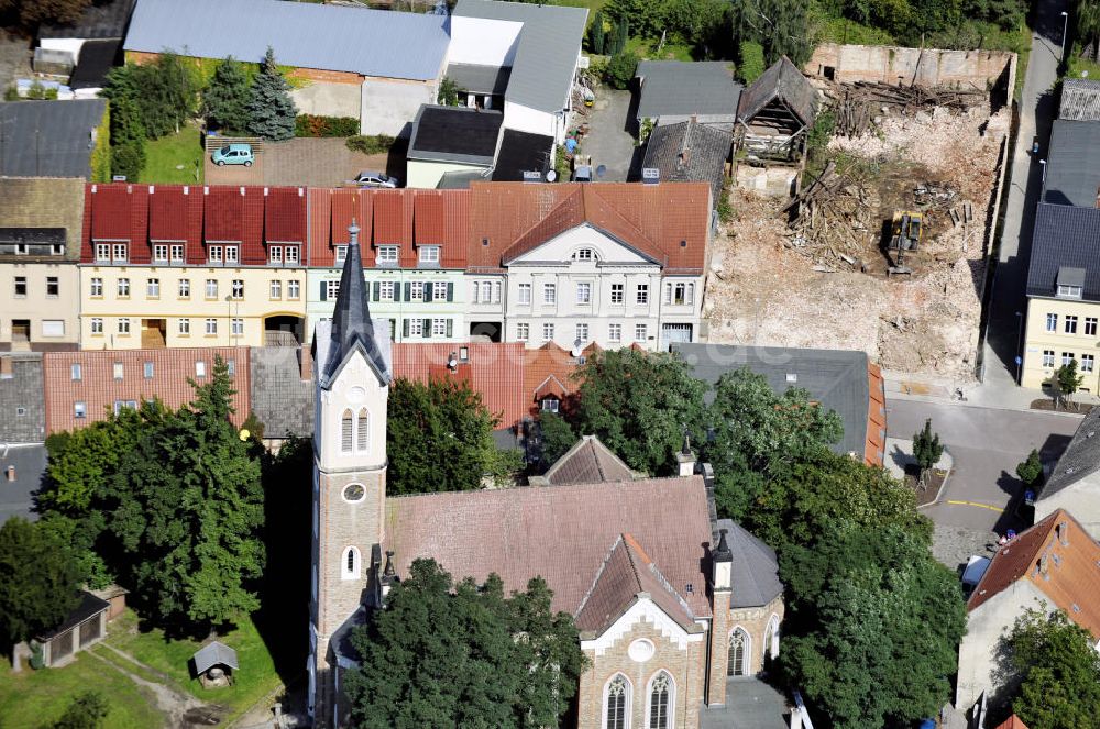 Dessau-Rosslau von oben - St. Marien Kirche Dessau-Rosslau