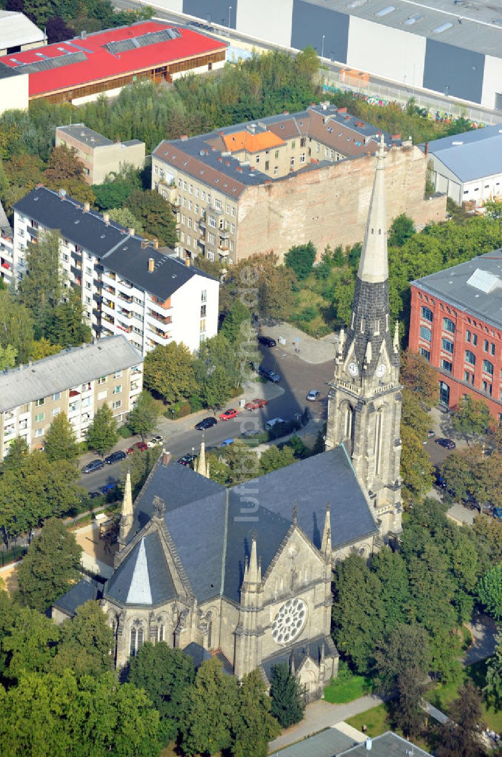 Berlin von oben - St. Sebastian Kirche Berlin