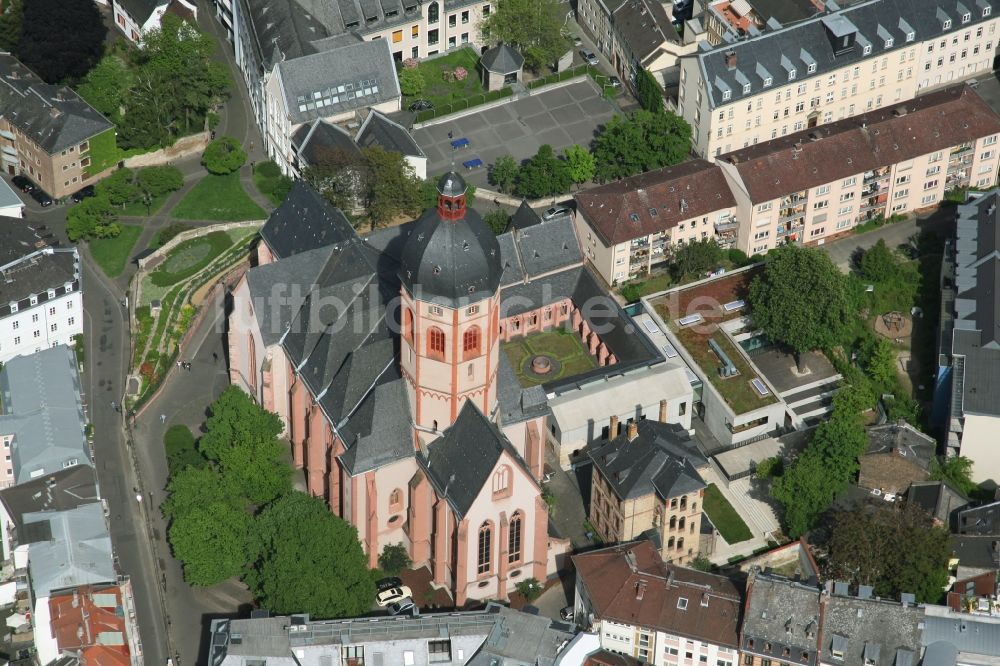 Mainz von oben - St. Stephanskirche in Mainz im Bundesland Rheinland-Pfalz