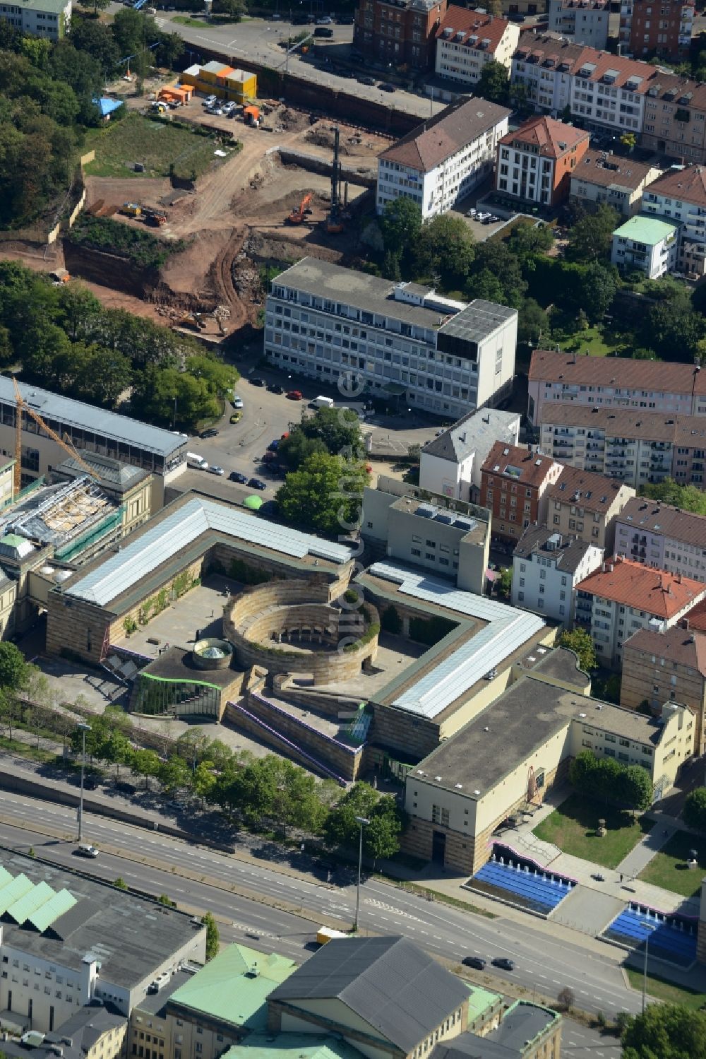 Luftaufnahme Stuttgart - Staatsgalerie im Ortsteil Oberer Schlossgarten in Stuttgart im Bundesland Baden-Württemberg, Deutschland