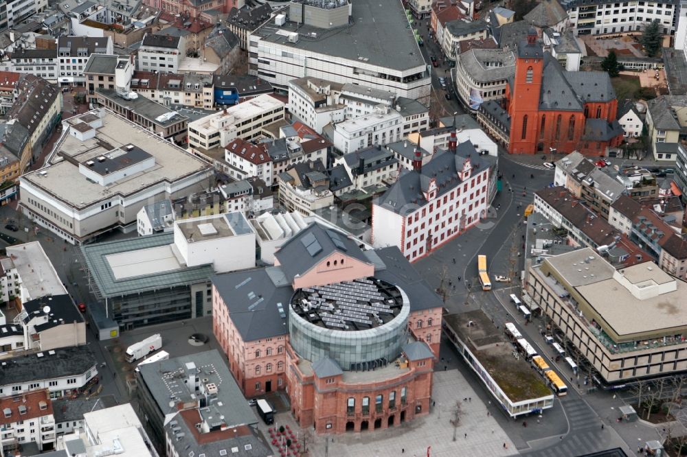 Mainz von oben - Staatstheater in Mainz im Bundesland Rheinland-Pfalz