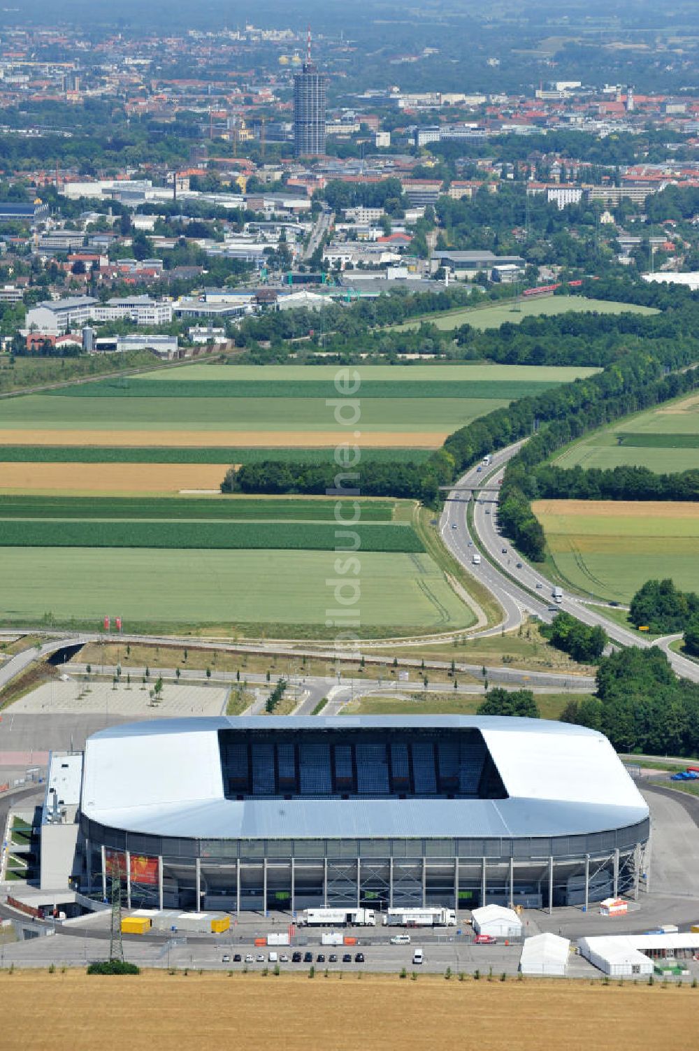 Luftaufnahme Augsburg - Stadion Augsburg impuls arena zur FIFA Fußball-Weltmeisterschaft der Frauen 2011