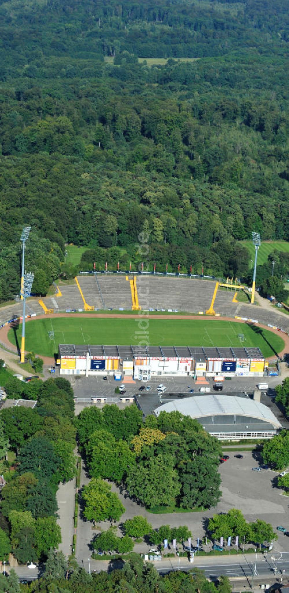 Darmstadt von oben - Stadion am Böllenfalltor in Darmstadt des SV Darmstadt 98