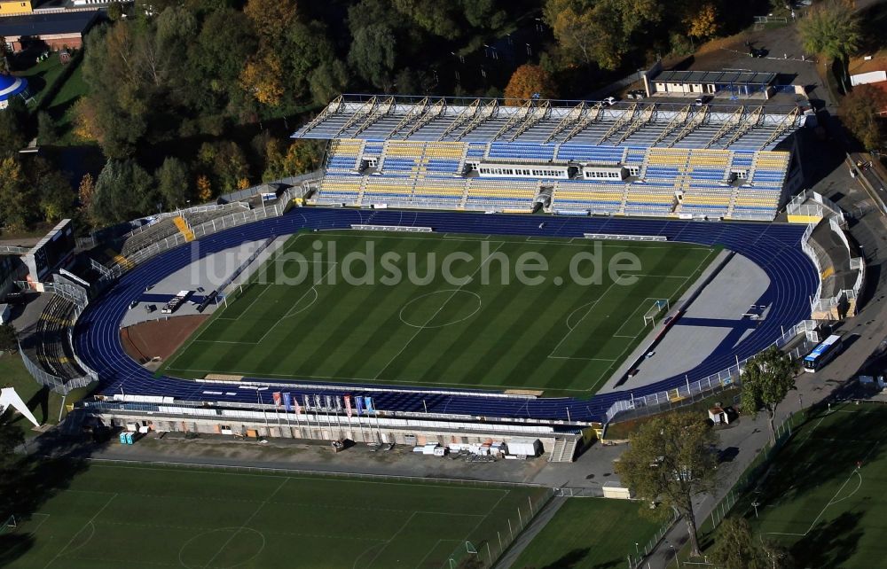 Jena von oben - Stadion des FC Carl Zeiss auf dem Ernst Abbe Sportfeld in Jena im Bundesland Thüringen