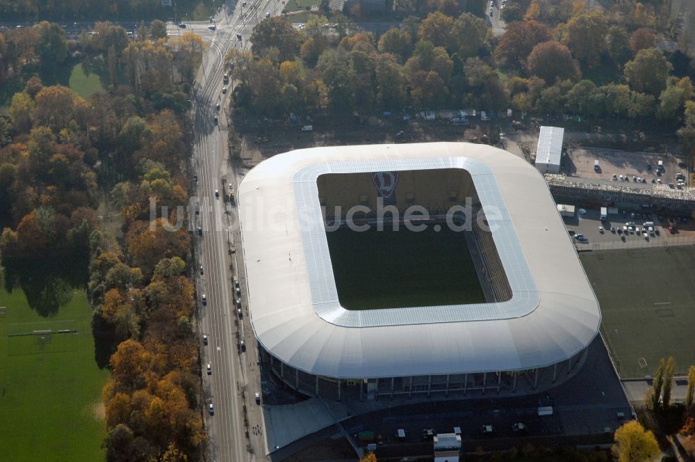 Dresden aus der Vogelperspektive: Stadion DDV-Stadion Dresden im Bundesland Sachsen