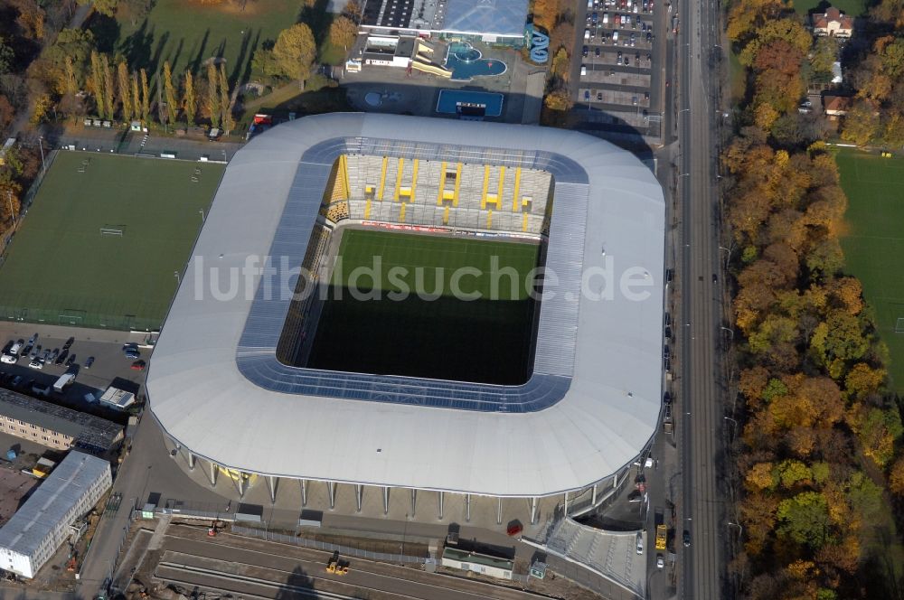 Dresden von oben - Stadion DDV-Stadion Dresden im Bundesland Sachsen