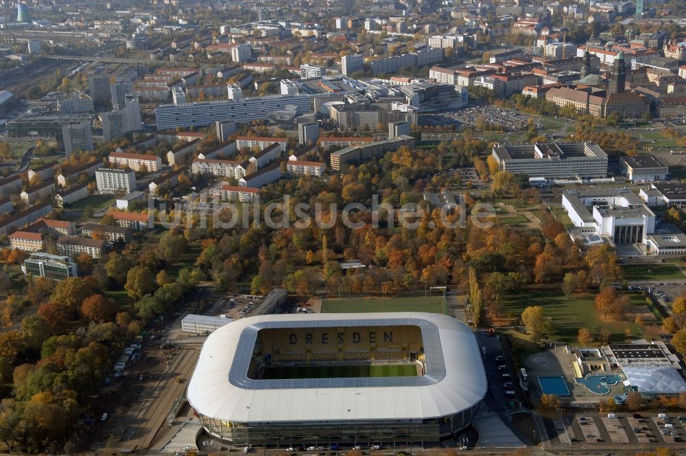 Dresden von oben - Stadion DDV-Stadion Dresden im Bundesland Sachsen