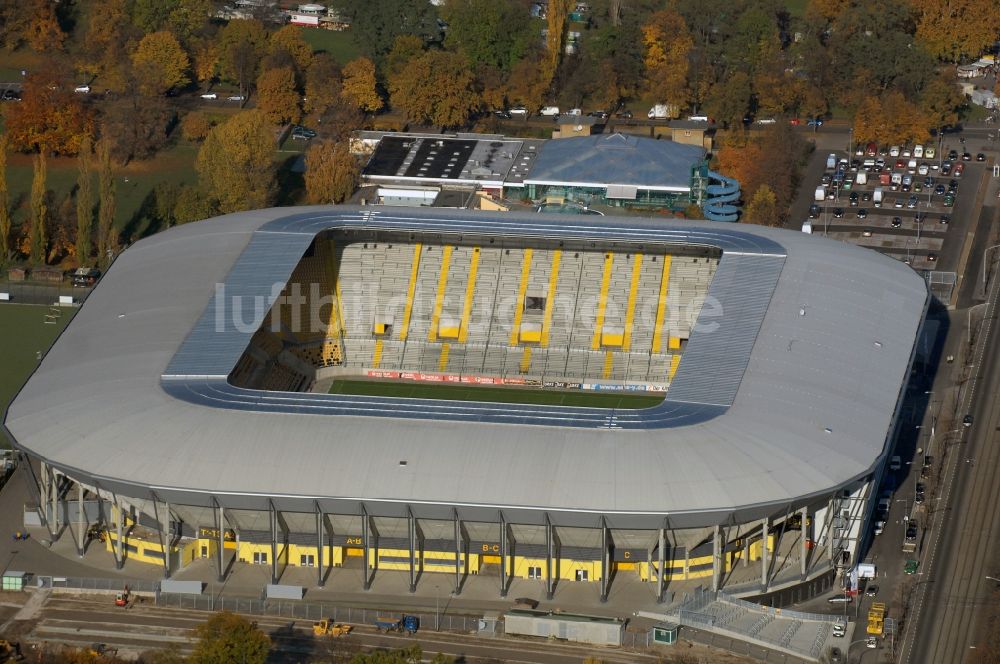 Dresden aus der Vogelperspektive: Stadion DDV-Stadion Dresden im Bundesland Sachsen