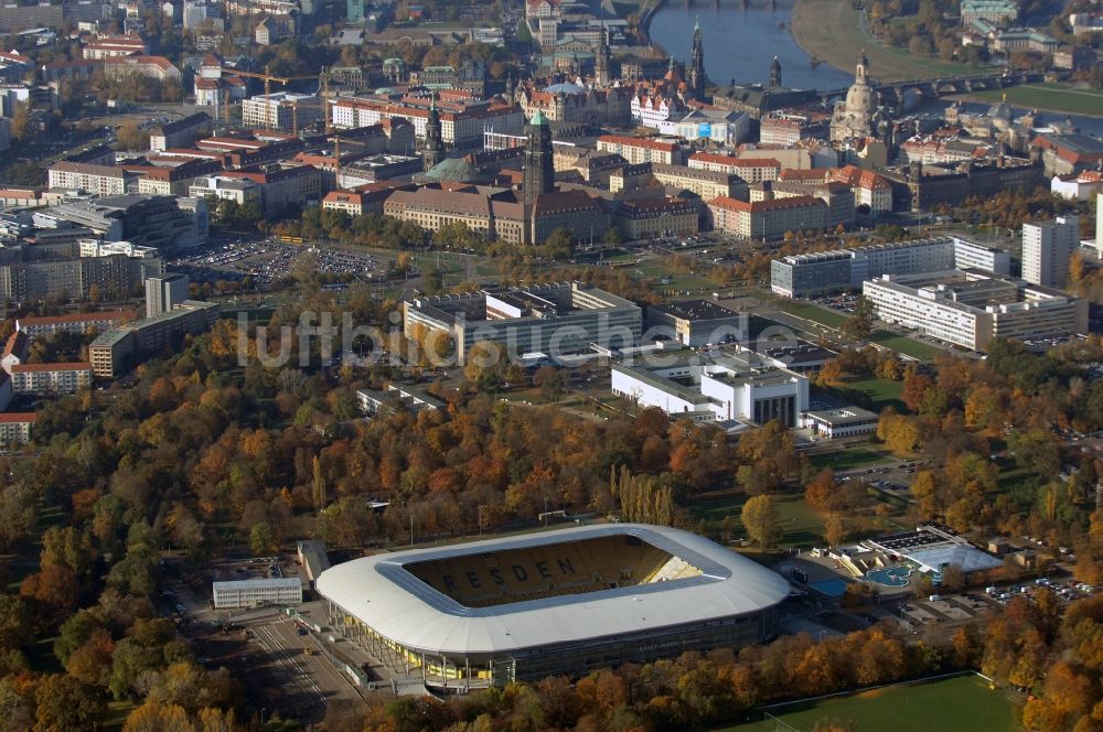 Dresden von oben - Stadion DDV-Stadion Dresden im Bundesland Sachsen