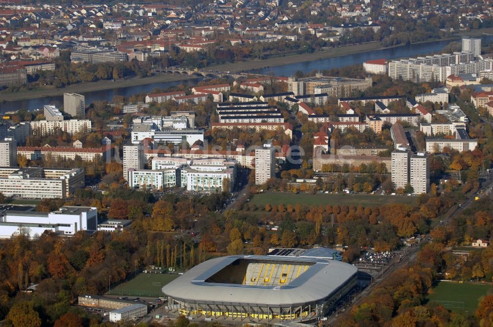 Dresden aus der Vogelperspektive: Stadion DDV-Stadion Dresden im Bundesland Sachsen