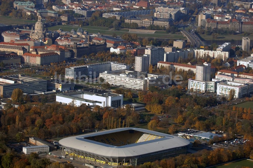 Dresden von oben - Stadion DDV-Stadion Dresden im Bundesland Sachsen