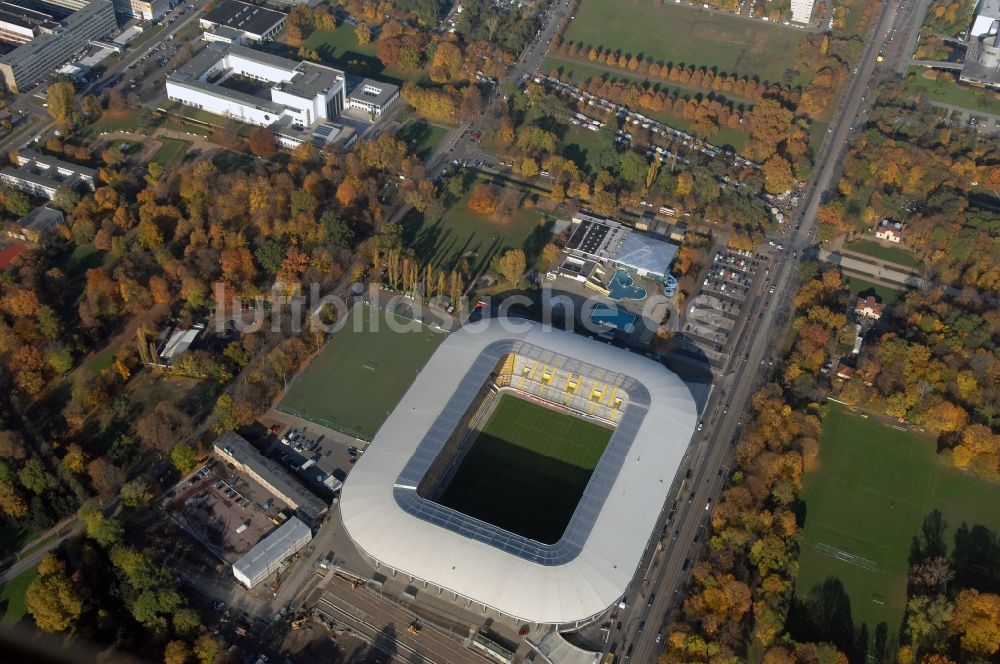 Dresden von oben - Stadion DDV-Stadion Dresden im Bundesland Sachsen