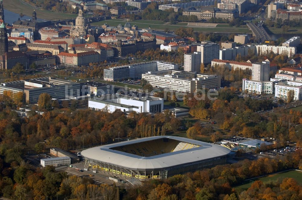 Dresden aus der Vogelperspektive: Stadion DDV-Stadion Dresden im Bundesland Sachsen