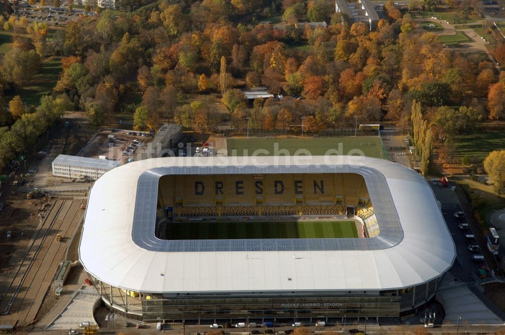 Dresden von oben - Stadion DDV-Stadion Dresden im Bundesland Sachsen