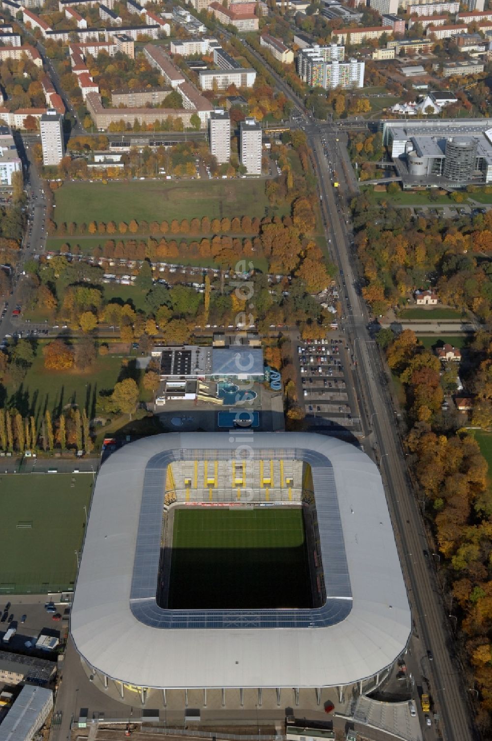 Dresden aus der Vogelperspektive: Stadion DDV-Stadion Dresden im Bundesland Sachsen