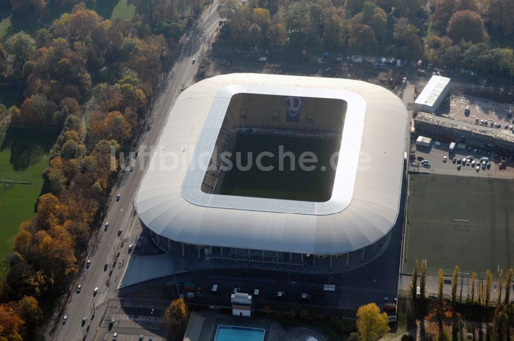 Dresden von oben - Stadion DDV-Stadion Dresden im Bundesland Sachsen