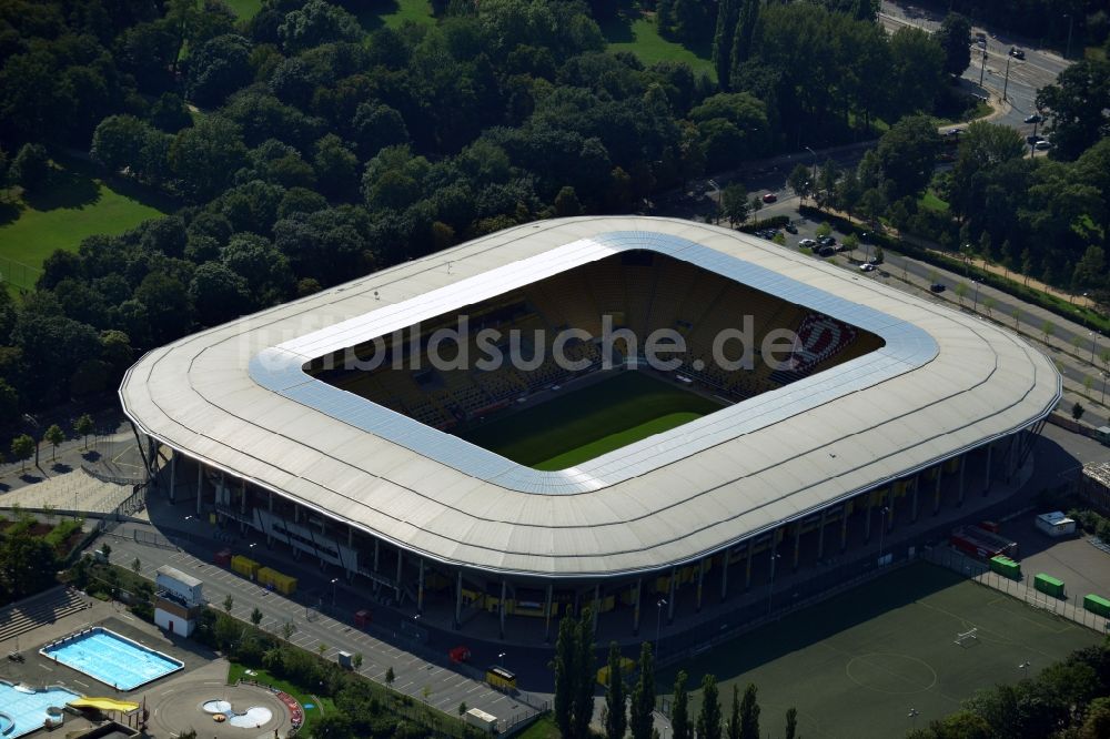 Dresden von oben - Stadion DDV-Stadion Dresden im Bundesland Sachsen