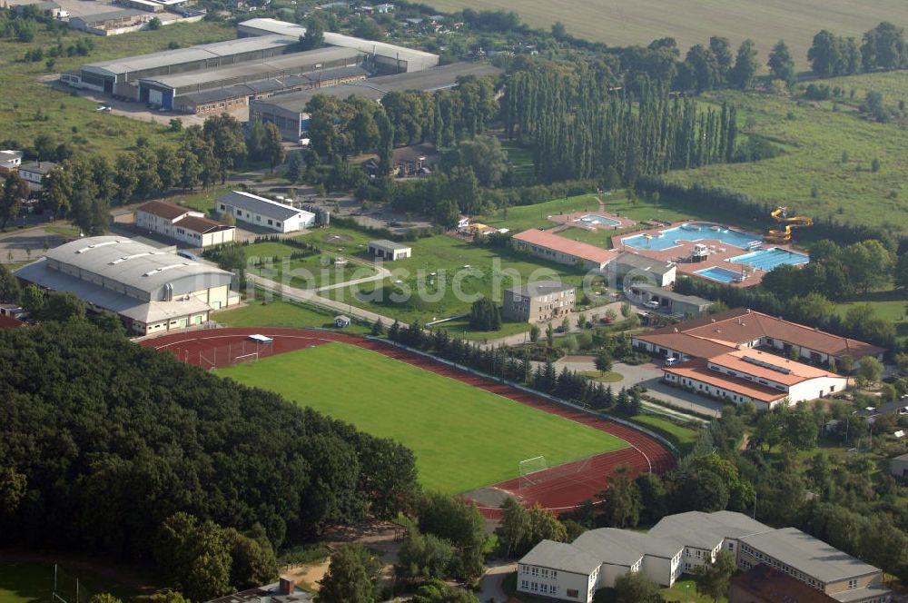 Salzwedel aus der Vogelperspektive: Stadion und Freibad Salzwedel