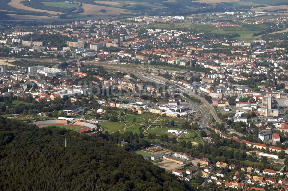 GERA von oben - Stadion der Freundschaft auf dem BUGA-Gelände Hofwiesenpark in Gera