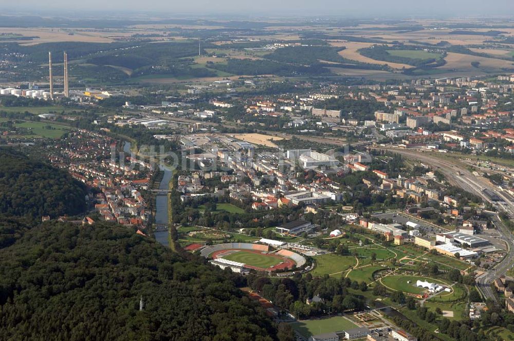 GERA aus der Vogelperspektive: Stadion der Freundschaft auf dem BUGA-Gelände Hofwiesenpark in Gera