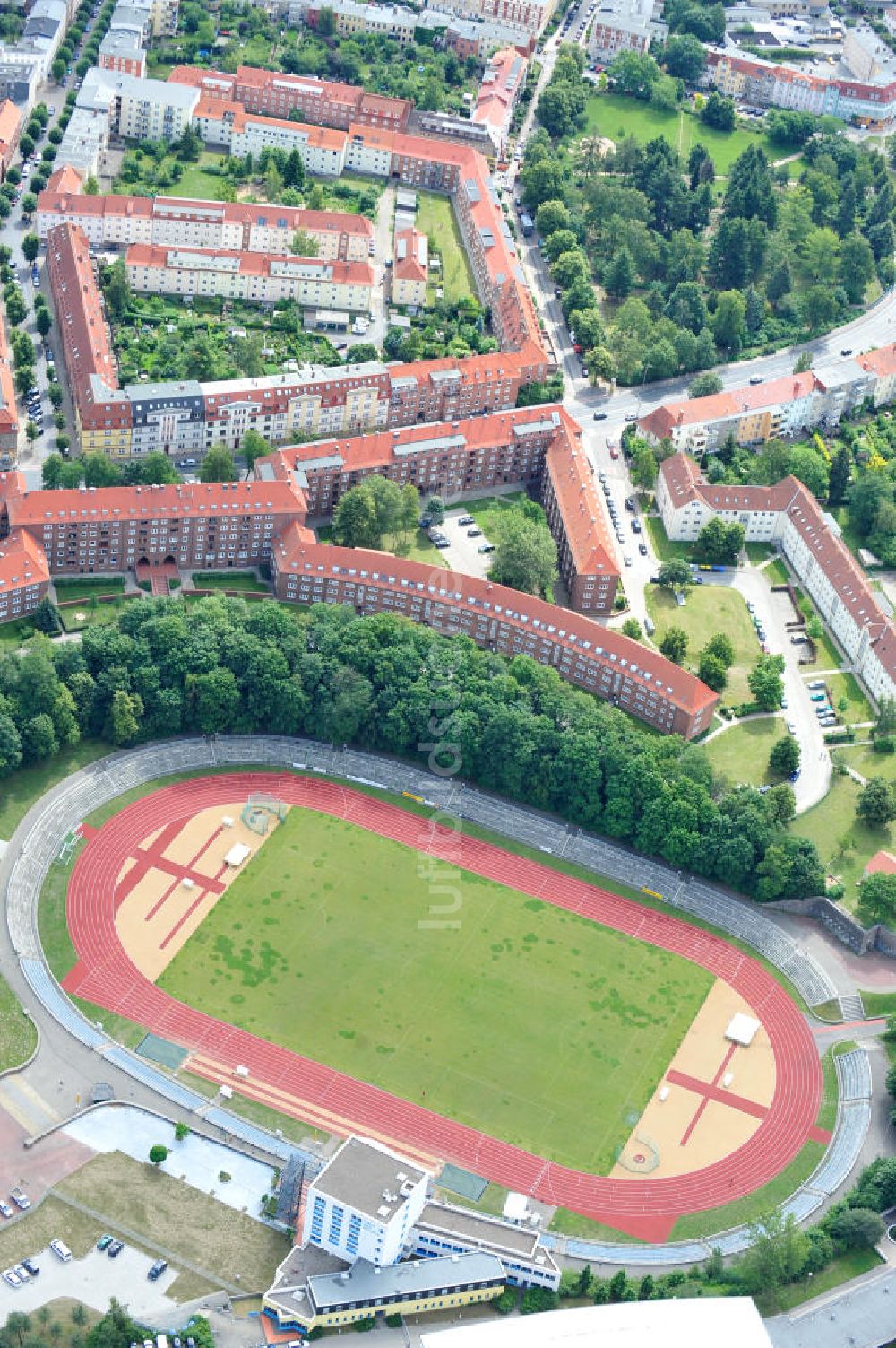 Schwerin aus der Vogelperspektive: Stadion Lambrechtsgrund in Schwerin