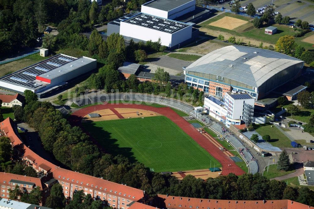 Schwerin aus der Vogelperspektive: Stadion Lambrechtsgrund in Schwerin im Bundesland Mecklenburg-Vorpommern