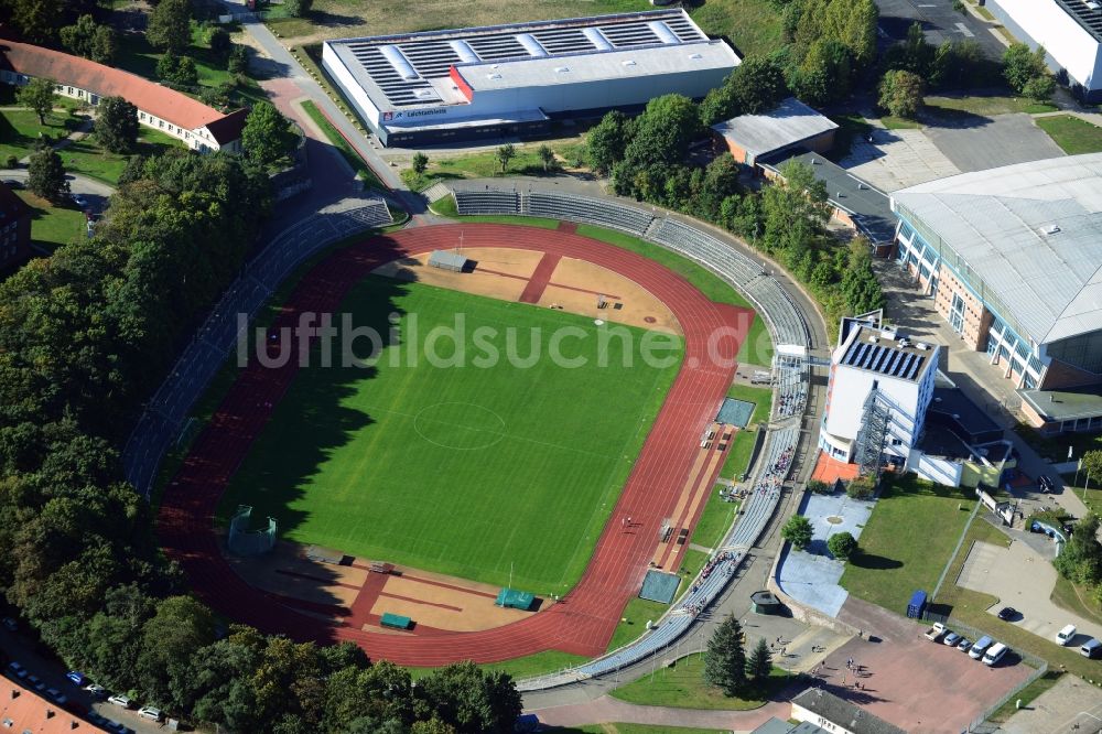 Schwerin von oben - Stadion Lambrechtsgrund in Schwerin im Bundesland Mecklenburg-Vorpommern